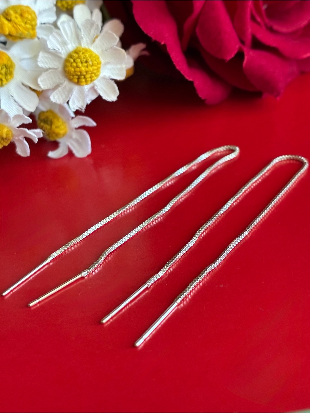 925 Sterling Silver Threader Earrings - Silver